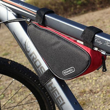 Load image into Gallery viewer, Bicycle Bags Panniers Triangle Cycling Bicycle Front Tube Frame Bag Outdoor Mountain Bike Pouch 1.5L Black Red 12657
