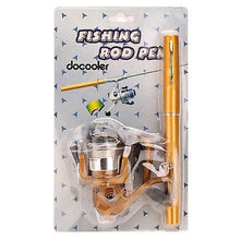 Load image into Gallery viewer, Fishing Rods Mini Aluminum Pocket Pen Fishing Rod Pole  Reel Golden
