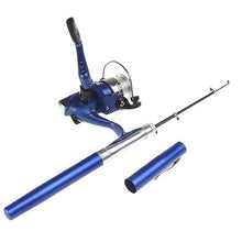 Load image into Gallery viewer, Fishing Rods Mini Aluminum Pocket Pen Fishing Rod Pole  Reel Blue
