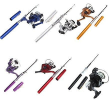 Load image into Gallery viewer, Fishing Rods Mini Aluminum Pocket Pen Fishing Rod Pole  Reel Golden
