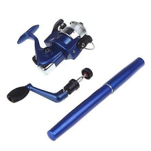 Load image into Gallery viewer, Fishing Rods Mini Aluminum Pocket Pen Fishing Rod Pole  Reel Blue
