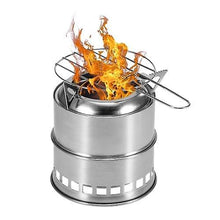 Load image into Gallery viewer, Camping Cookware Dinnerware Portable Folding  Stove  Cooking Wood Burning Stove with Alcohol Tray and Grill Net Hiking Backpacking Picnic BBQ Outdoor
