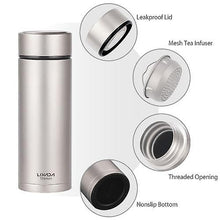 Load image into Gallery viewer, 380ml Travel Bottles Containers Double Wall Vacuum Insulated Titanium Water Bottle Flask Outdoor Sports Leak Proof Water Bottle with Tea Infuser
