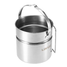 Lade das Bild in den Galerie-Viewer, Camping Cookware Dinnerware Stainless Steel Bail Handle  Pot Outdoor
