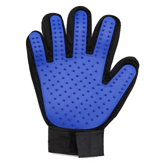 2Pcs right blue Dog Grooming Glove Mitt Pet Dog Cat Massage Groom Stripping Hair Remover Brush AZ14900