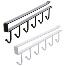 Load image into Gallery viewer, 2Pcs 1 pcs white 6 Hooks Metal Under Shelf Mug Cup Cupboard Kitchen Organiser Hanging Rack Holder AZ19212
