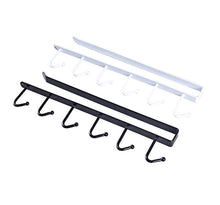 Load image into Gallery viewer, 2Pcs 1 pcs black 6 Hooks Metal Under Shelf Mug Cup Cupboard Kitchen Organiser Hanging Rack Holder AZ19207
