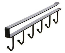 Lade das Bild in den Galerie-Viewer, 2 pcs black 6 Hooks Metal Under Shelf Mug Cup Cupboard Kitchen Organiser Hanging Rack Holder AZ19215
