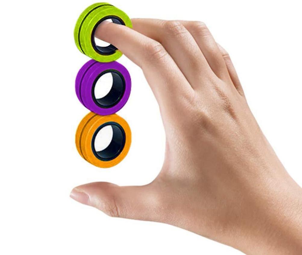 2Pcs orange red purple 3pcs magnetic ring, fingertip spinning top, decompression toy AZ16984