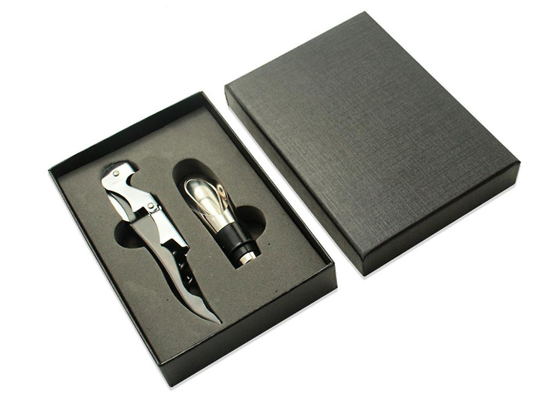 2pcs/set black Wine Opener Bottle Screw Gift Set Christmas Gift Stocking Filler Box Fathers Day AZ19168