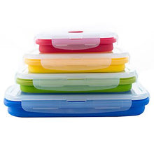 Load image into Gallery viewer, 350+500+800+1200ml yellow+green+blue+red 4 pcs silicone collapsible lunch box, portable microwave lunch box AZ14468
