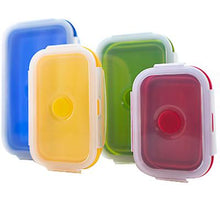 Load image into Gallery viewer, 350+500+800+1200ml yellow+green+blue+red 4 pcs silicone collapsible lunch box, portable microwave lunch box AZ14468
