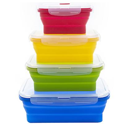 350+500+800+1200ml red+yellow+green+blue 4 pcs silicone collapsible lunch box, portable microwave lunch box AZ14467