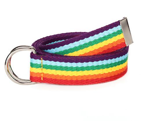 2Pcs 1# Seven colors rainbow canvas woven belt, polyester striped striped ties AZ14684