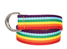 Load image into Gallery viewer, 2Pcs 1# Seven colors rainbow canvas woven belt, polyester striped striped ties AZ14684
