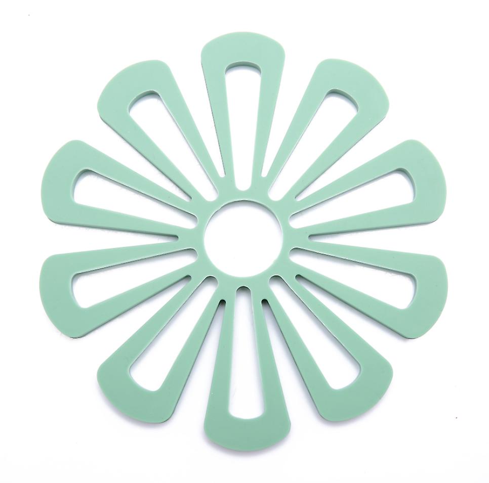 2pcs green silicone heat insulation pad, hollow anti-scalding non-slip coaster AZ17039