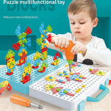 Lade das Bild in den Galerie-Viewer, Wooden blocks kids drill screw nut disassembly assembly children drill 3d puzzle toys for boy|stacking blocks
