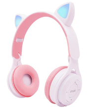 Lade das Bild in den Galerie-Viewer, white Headset cat ear bluetooth headset, LED light wireless card children&#39;s headphones AZ18093
