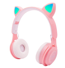 Lade das Bild in den Galerie-Viewer, white Headset cat ear bluetooth headset, LED light wireless card children&#39;s headphones AZ18093
