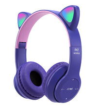 Lade das Bild in den Galerie-Viewer, pink Cartoon cat ears RGB luminous bluetooth headset, foldable AZ18098
