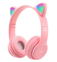 Lade das Bild in den Galerie-Viewer, pink Cartoon cat ears RGB luminous bluetooth headset, foldable AZ18098
