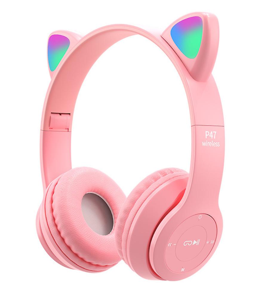 pink Cartoon cat ears RGB luminous bluetooth headset, foldable AZ18098