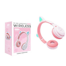 Lade das Bild in den Galerie-Viewer, white Headset cat ear bluetooth headset, LED light wireless card children&#39;s headphones AZ18093
