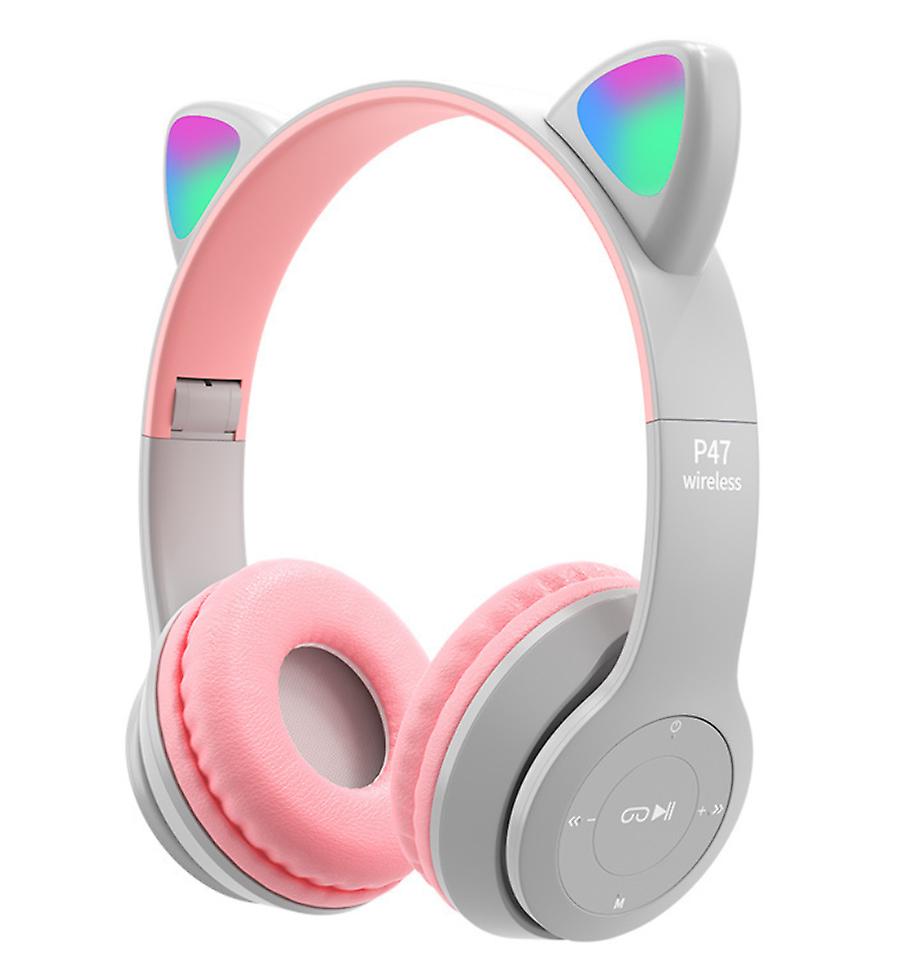 gray Cartoon cat ears RGB luminous bluetooth headset, foldable AZ18097