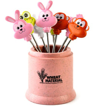 Lade das Bild in den Galerie-Viewer, 2Pcs pink 8 pcs stainless steel fruit fork, fruit toothpicks AZ22432

