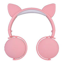 Lade das Bild in den Galerie-Viewer, pink Head-mounted cartoon cat ear wireless headset, foldable bluetooth sports headphones AZ19511
