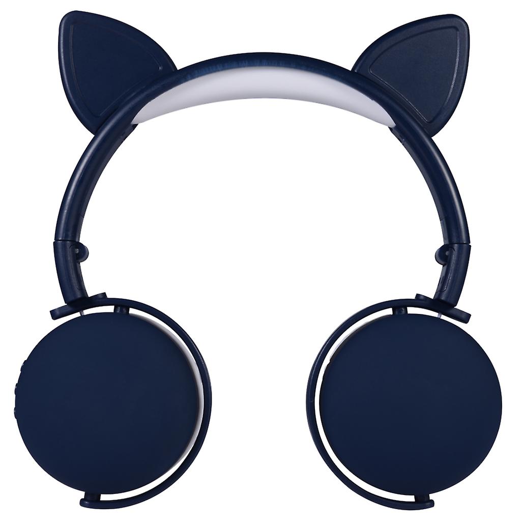 dark blue Head-mounted cartoon cat ear wireless headset, foldable bluetooth sports headphones AZ19510