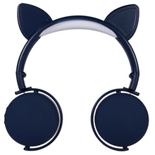 Lade das Bild in den Galerie-Viewer, pink Head-mounted cartoon cat ear wireless headset, foldable bluetooth sports headphones AZ19511
