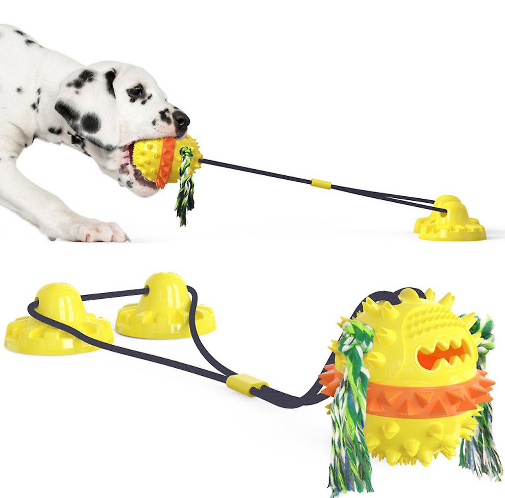 yellow Pet dog molar toy, bite resistant molar ball, with sucker AZ22831