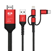 Lade das Bild in den Galerie-Viewer, red 3 in 1 MHL USB Type C To HDMI Cable 1080P HD TV Adapter For Android &amp; IOS AZ10397
