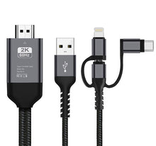 Load image into Gallery viewer, black 3 in 1 MHL USB Type C To HDMI Cable 1080P HD TV Adapter For Android &amp; IOS AZ10396
