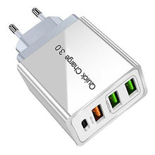 Load image into Gallery viewer, EU Plug black 4 USB Travel Charger QC3.0 Quick Charging Charger USA /EU Plug Adapter AZ20298

