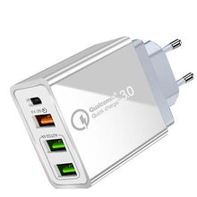 Load image into Gallery viewer, EU Plug black 4 USB Travel Charger QC3.0 Quick Charging Charger USA /EU Plug Adapter AZ20298
