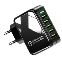 Load image into Gallery viewer, EU Plug black USB Charger Plug 5 Port USB Universal Travel Adaptor Plug AZ20824
