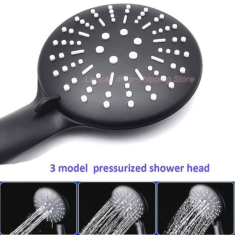 3 function luxury black shower head removable hand held rainfall spray shower head set for bathroom