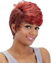Load image into Gallery viewer, Women Wig Fashion Short Curly Hair Black Red Gradient Color Headgear
