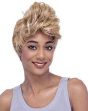 Load image into Gallery viewer, Women Wig Fashion Short Curly Hair Black Red Gradient Color Headgear
