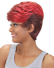 Load image into Gallery viewer, Women Wig Fashion Short Curly Hair Black Red Gradient Color Headgear
