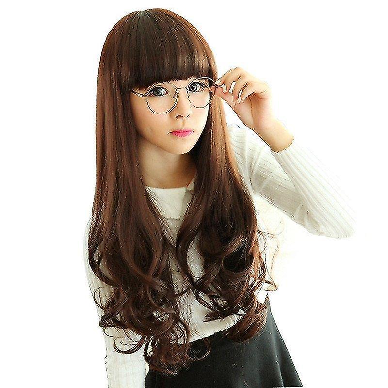 Wigs wig female long curly hair big wave oblique bangs waist long hair synthetic headgear