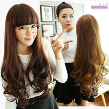 Load image into Gallery viewer, Wigs wig female long curly hair big wave oblique bangs waist long hair synthetic headgear
