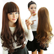 Load image into Gallery viewer, Wigs wig female long curly hair big wave oblique bangs waist long hair synthetic headgear
