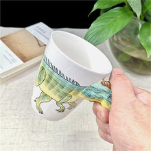 Lade das Bild in den Galerie-Viewer, Mugs 350ml creative dinosaur ceramic cup hand painted animal coffee mug 3d cartoon green

