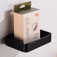 Lade das Bild in den Galerie-Viewer, Soap dishes holders bathroom soap holder shower wall mounted black soap dish storage holder aluminum square|soap dishes
