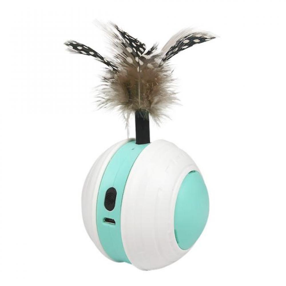 Cat Toys Smart Interactive Colorful Led Self Rotating Vocalize Ball With Bell And Feather
