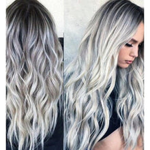Load image into Gallery viewer, Wigs 70cm Gradient Grey Deep Wave Lace Front Wig Human Hair Lance Frontal Wigs For Cosplay, Comic Con

