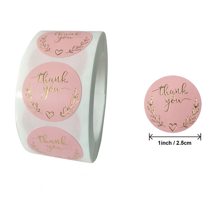 2x500pcs Christmas Xmas Roll Pack Pink and Bronze Wedding Olive Branch Peace Thank You Gift Label Sticker tape